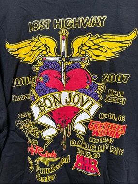 Gildan Black Bon Jovi Lost Highway Tour 2007 Graphic Tee
